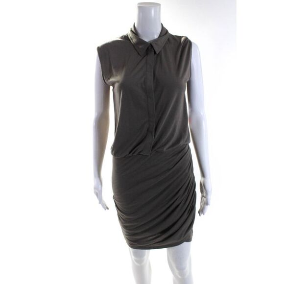 Robbi & Nikki Womens Taupe Collar Ruched Sleeveless Bodycon Dress Size S - Picture 1 of 6